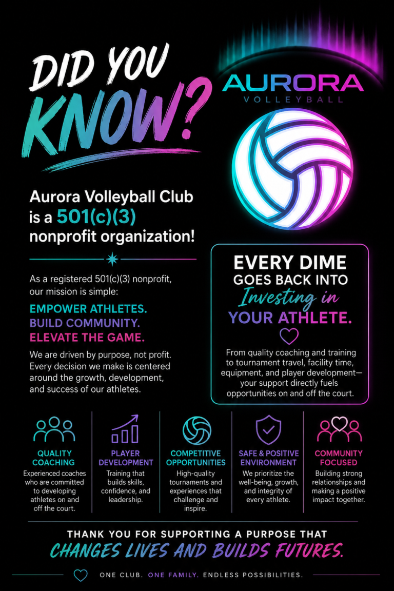 Purpose, Not Profit: What It Means That Aurora Volleyball Is a 501(c)(3)