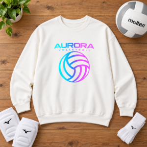 [LIFESTYLE] Aurora Volleyball Heavyweight Crewneck - Cozy Sideline Sweatshirt - flat-lay product photo