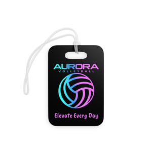 Aurora Volleyball Luggage Tag — 'Elevate Every Day' Neon Volleyball Bag ID Tag