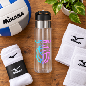 Aurora Volleyball Sport Bottle 20oz Tritan Flat-Lay [LIFESTYLE]