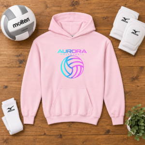Aurora Volleyball Youth Hoodie Pastel Gradient - Light Pink Flat-Lay [LIFESTYLE]